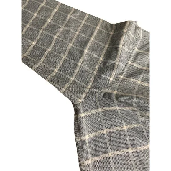 Van Heusen Mens Top Button Up Long Sleeve Gray Plaid Dress Shirt Size 17.5 32/33 - Picture 7 of 14